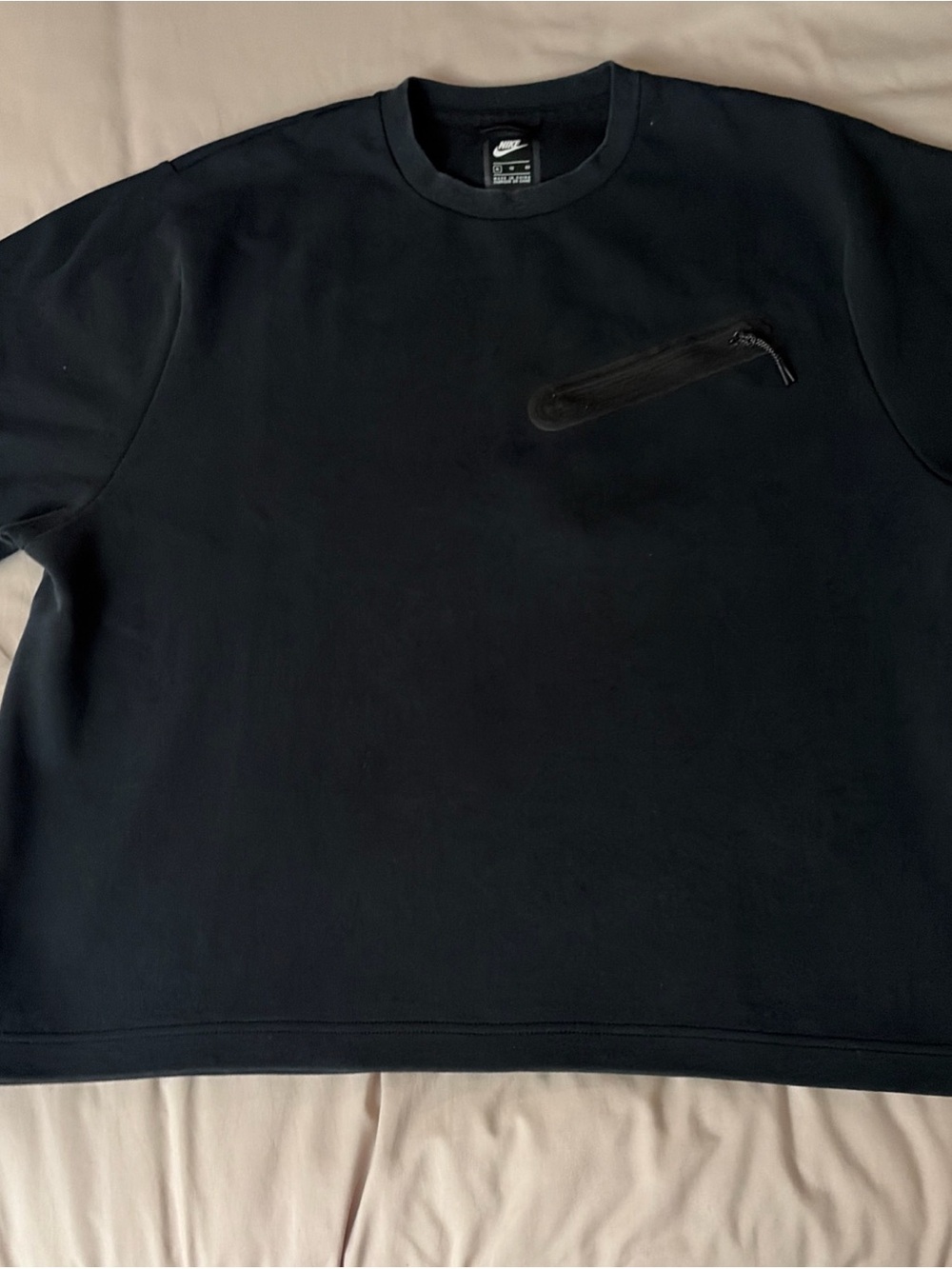 Nike Black Crewneck Sweatshirt with Zip Chest Pocket